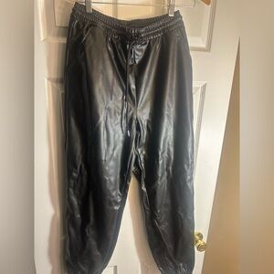 Black Leather Joggers
